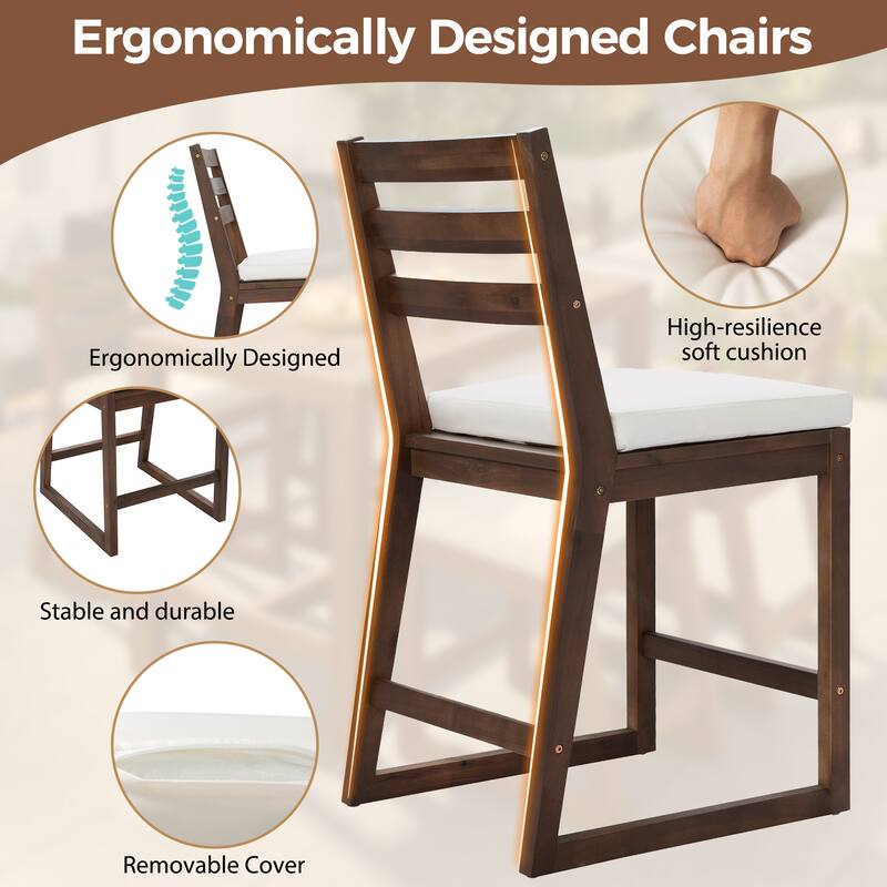 Rustic Patio Bar Set, 5-Piece Outdoor Furniture with Ergonomic Chairs and Solid Wood Tabletop