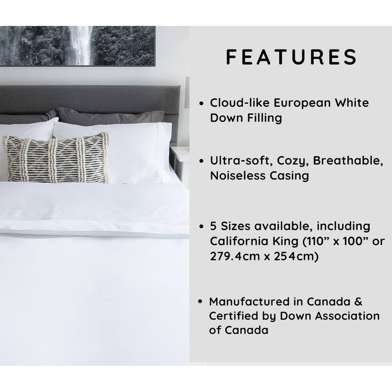 Highland Feather 575 Loft Warm Room Down Duvet/Comforter Super Lightweight, Thin and Breathable 233TC Casing with Corner loops