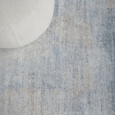 EXQUISITE RUGS Fine Pure Silk Hand-knotted Silk Blue/Brown Area Rug.