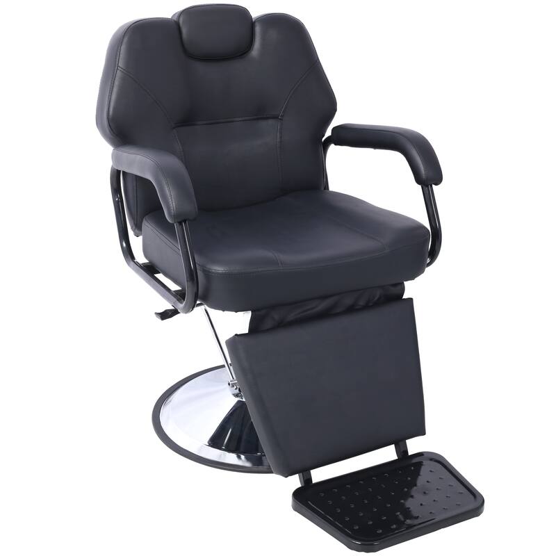 Artist hand Hair Barber Chair,Heavy Duty Hydraulic Spa Furniture Shampoo Reclining Extra Wider Seat Beauty Hair Salon Equipment - Black