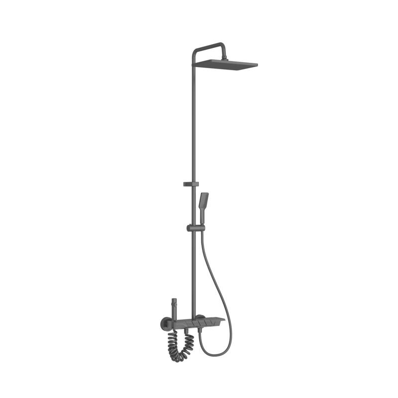 hower System with Rainfall Shower Head, Handheld Shower & Spray Gun Space Aluminum Wall Mount Bathroom Shower Faucet Set