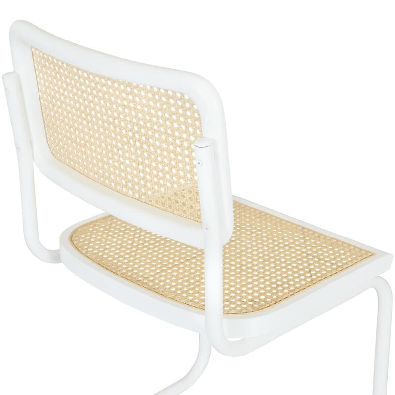 Breuer Chair Company Marcel Breuer Cesca Cane Cantilever Side Chair w/ White Steel Frame (Various Wood & Cane Colors)