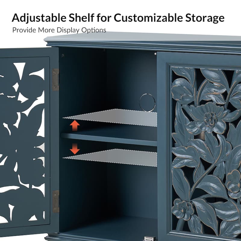 Alban Traditional 32"Tall 2 Hollow Door Accent Cabinet with LED light by HULALA HOME