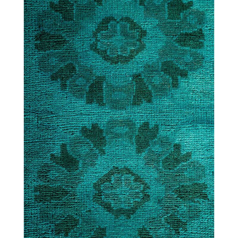 Overton Hand Knotted Wool Vintage Inspired Modern Contemporary Overdyed Blue Area Rug - 12' 6" x 18' 3"