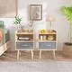 preview thumbnail 21 of 38, 2-Tier Kids Nightstand With Fabric Drawer, Set of 2 Oak