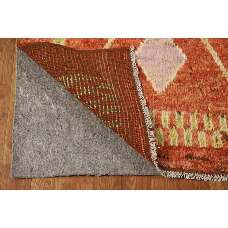 Moroccan Oriental Area Rug Handmade Geometric Wool Carpet - 6'9" x 9'9"
