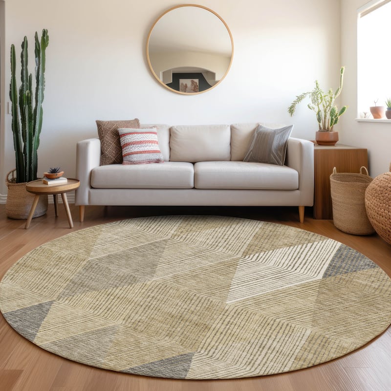 Premium Washable Super Soft Modern Fusion Mayfield Rug - Wheat - 8' x 8'