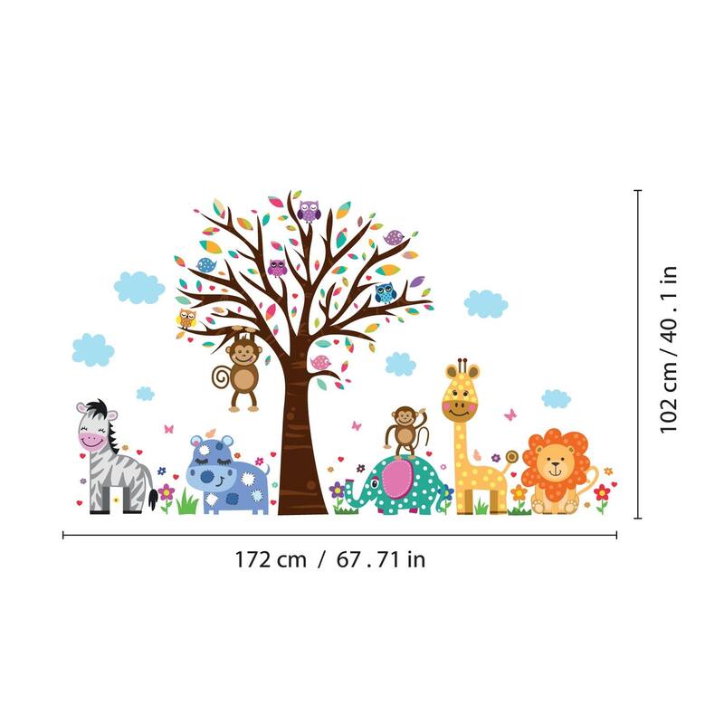 Walplus Wall Sticker Happy London Zoo Animal Tree Kids Art Decal