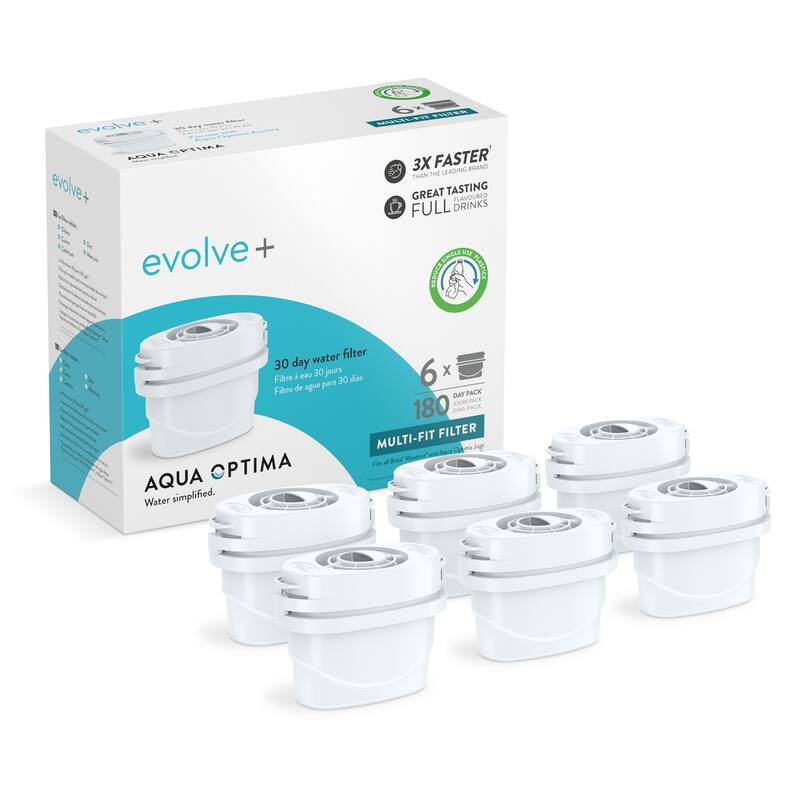 Aqua Optima Evolve+ Filter for Filter Pitchers, Pack of 3 - Plastic