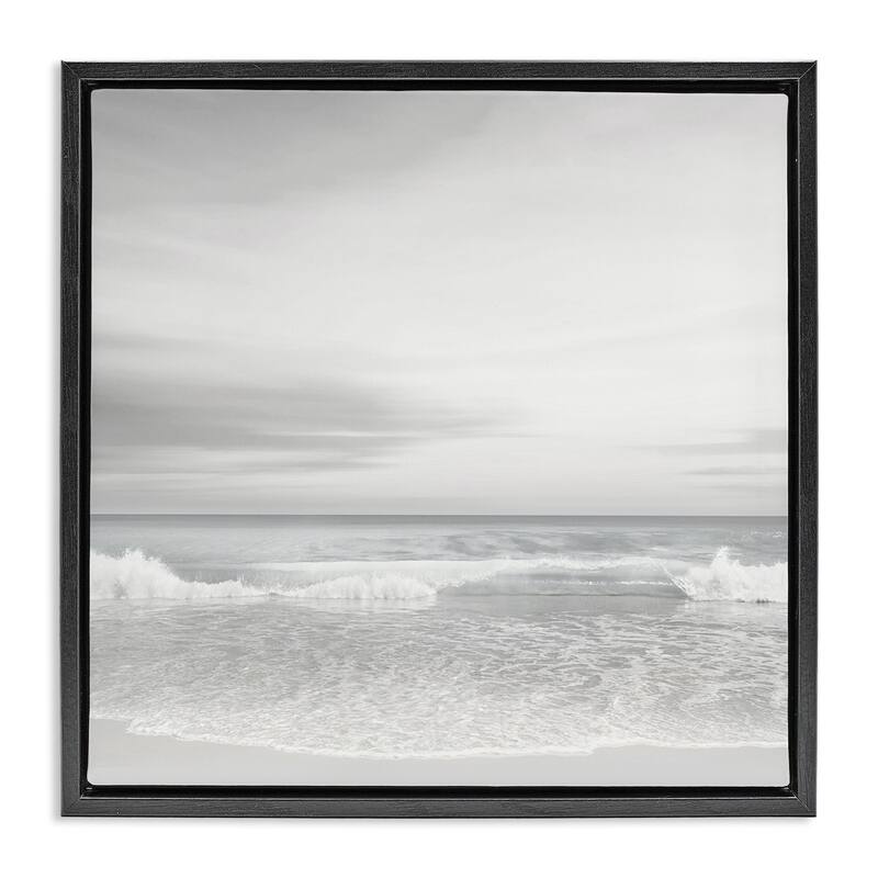 Stupell Soft Peaceful Beach Waves Framed Floater Canvas Wall Art Design By Maggie Olsen - 18 x 18 - Black