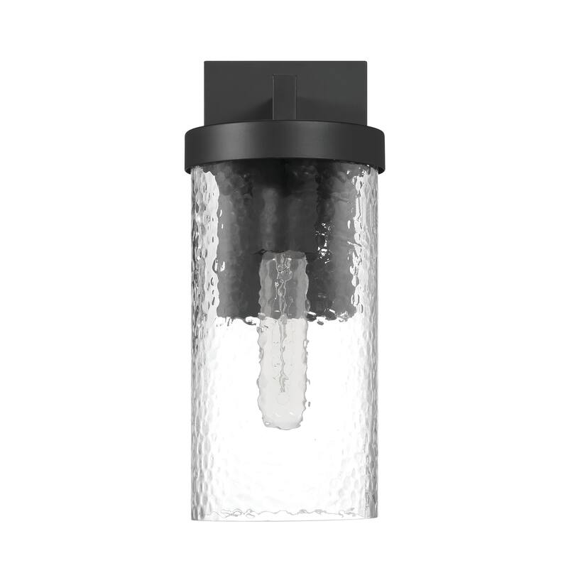 Aria Textured Water Glass and Metal Wall Mounted Outdoor Light - 6.7"L x 5.3"W x 12.5"H