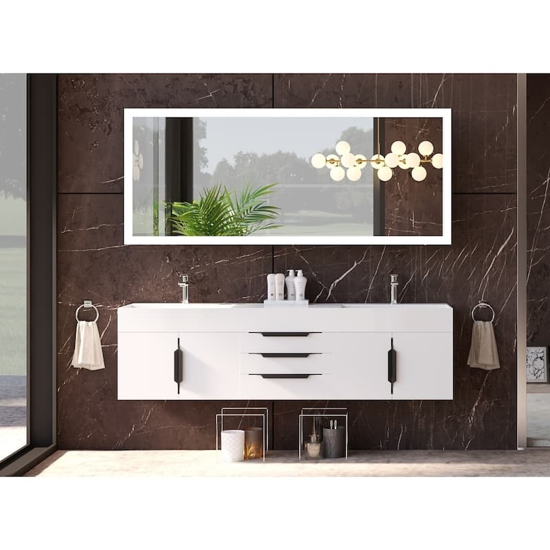 Amazon 72" Wall Mounted Bathroom Vanity Set w/ White Top