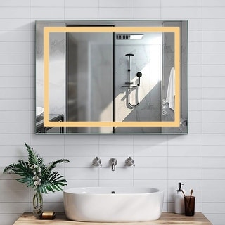 48 inch Rectangular Frameless Anti-Fog Wall Mounted LED Bathroom Vanity ...