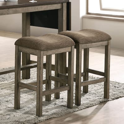 Tozos Farmhouse Chestnut Padded Counter Height Stool (Set of 2) by Furniture of America