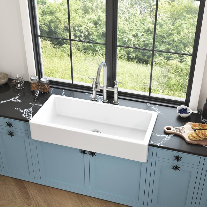 Farmhouse Sink Deep Apron Sink Undermount Kitchen Sink Single Farm Sink - White