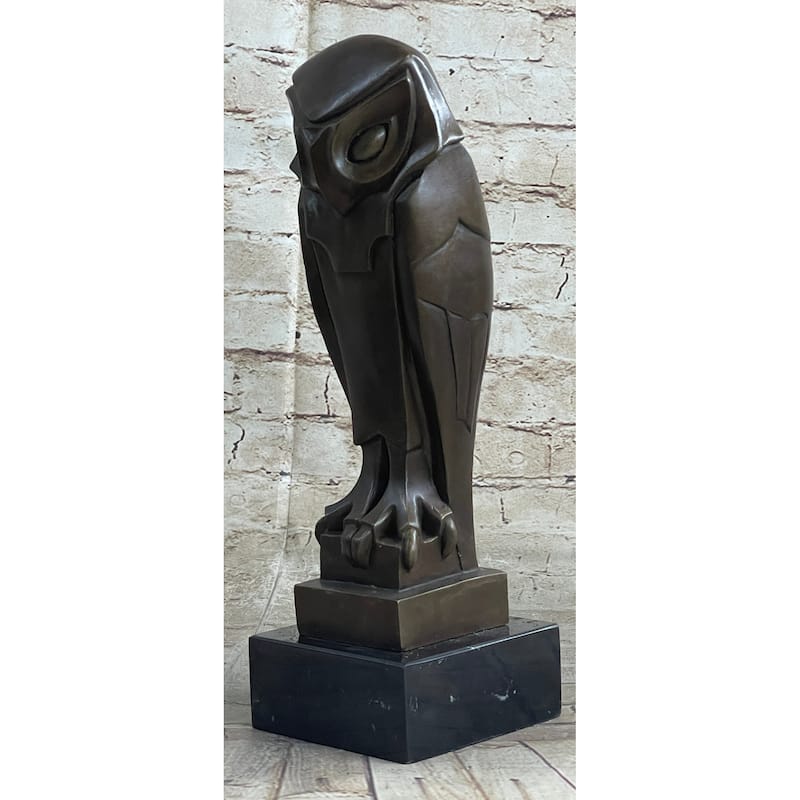 Art Deco Owl Pure Vienna Bronze Statue On A Marble Base Figurine Sculpture Gift