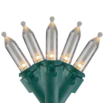 100-Count Warm White LED Mini Christmas Lights, 33ft Green Wire