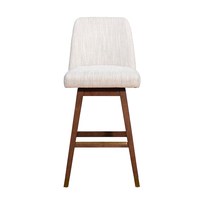 Amalie Upholstered Bar Stool, Swivel Counter Height Stool with Solid Wood Frame