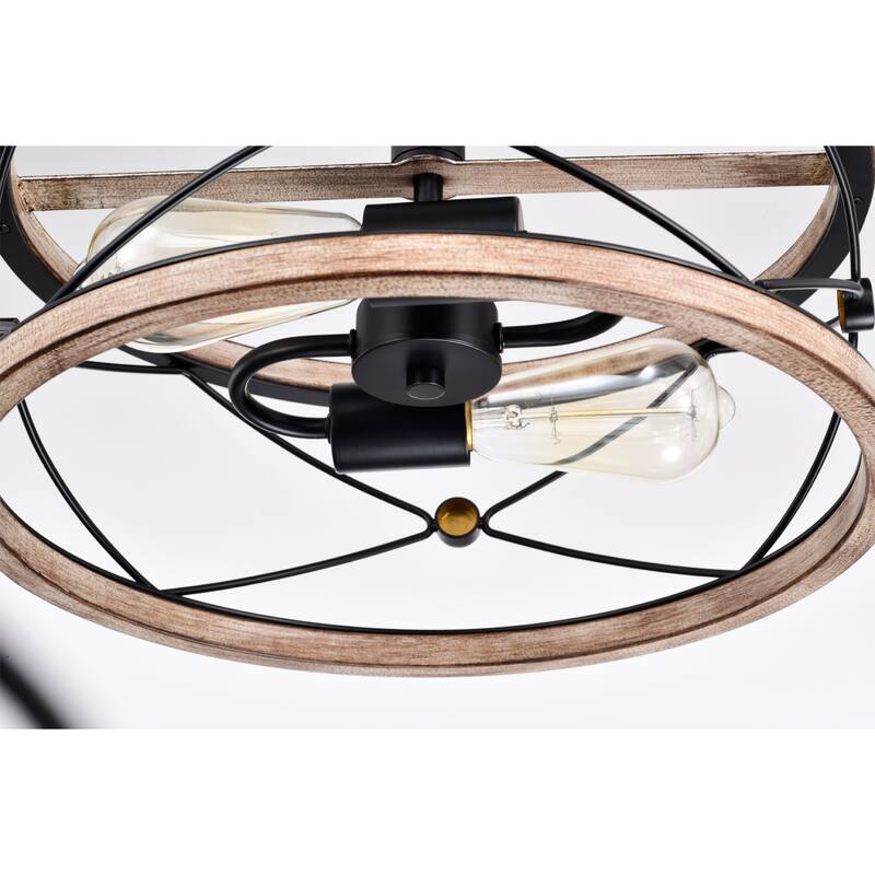 Vesta Semi Flush Mount Ceiling Light Matte Black with Wood Grain Finish 2-Light - N/A
