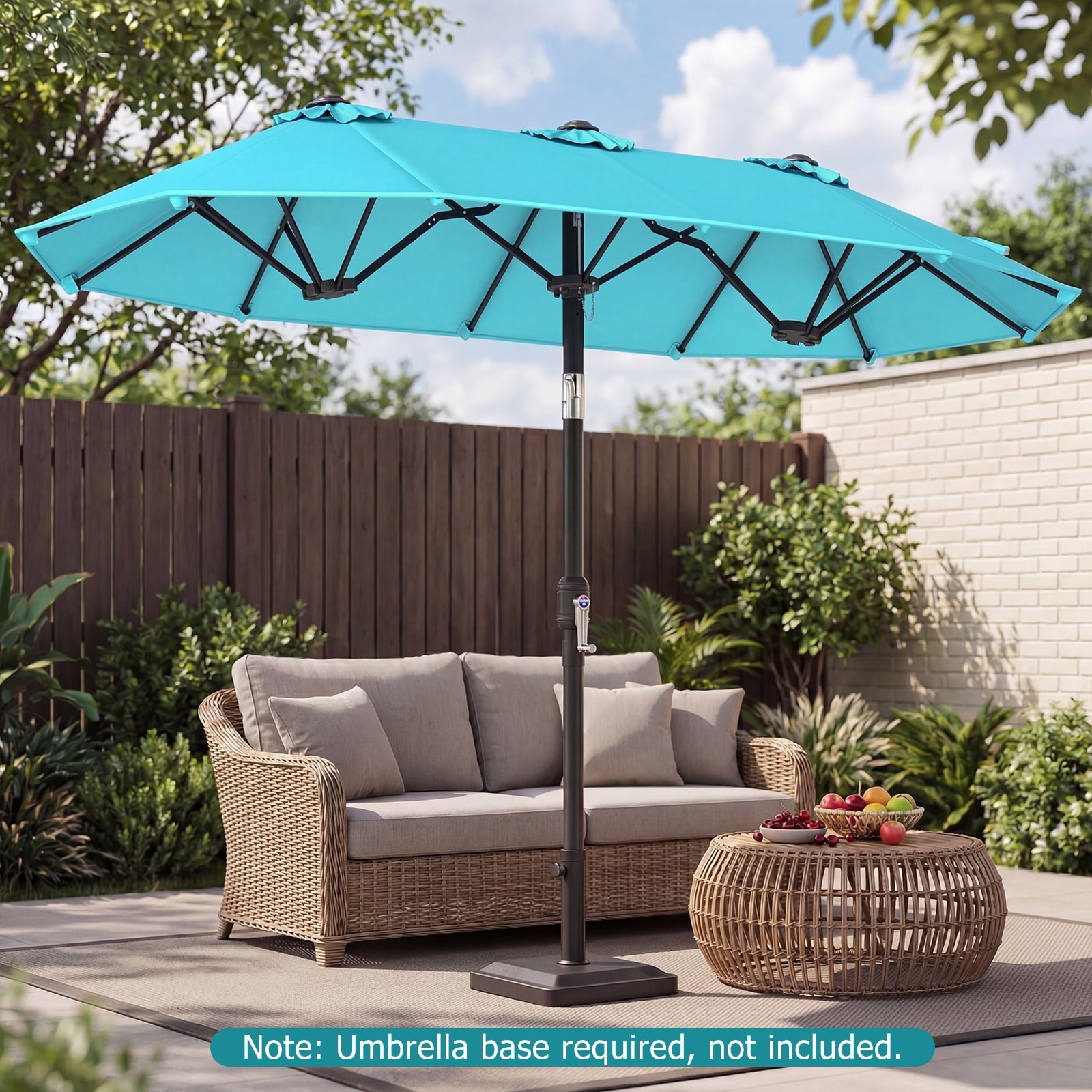 double patio umbrella tilt Outsunny Brown Double-sided 9.5' Outdoor Market Umbrella with & Crank suitable for multiple outdoor scenarios Fletcher Coastal Double-Tiered Castle Market