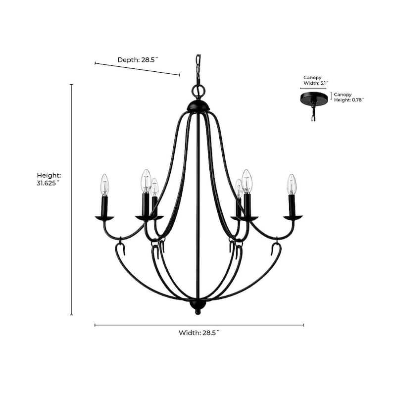 Millennium Lighting 12106 Eisley 6 Light 29" Wide Chandelier