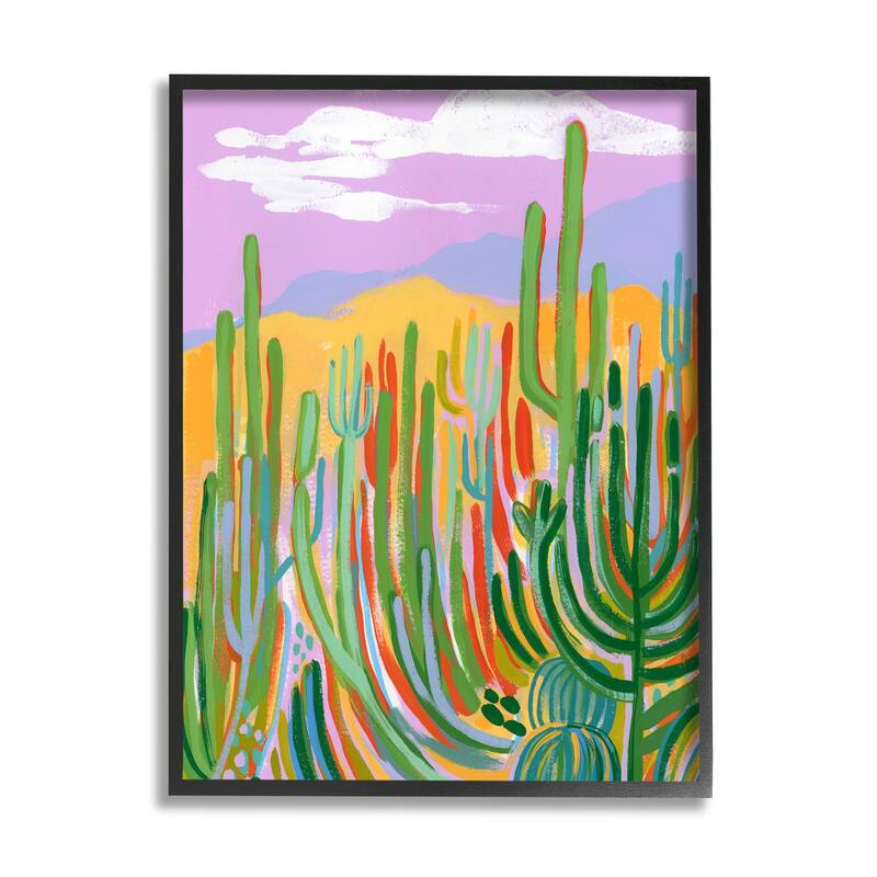 Stupell Modern Desert Scenery Cactus Plants Framed Giclee Texturized Wall Art, Design By Laura Marr - 24 x 30 - Black