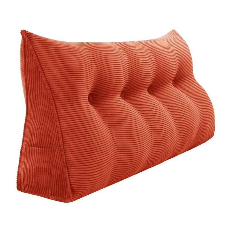 WOWMAX Large Reading Wedge Headboard Pillow for Bed Rest Back Support - Full - Polyester Orange