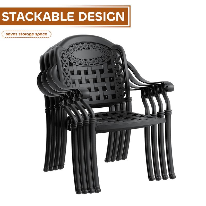 7/9-Piece Cast Aluminum Outdoor Dining Set with 82.87'' L X 42.13'' W Oval Table and Random Color Seat Cushions