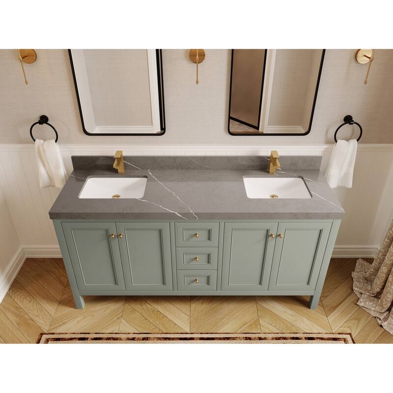 Willow Collections 72 in. W x 22 in. D Nashville Double Bowl Sink Bathroom Vanity with Countertop