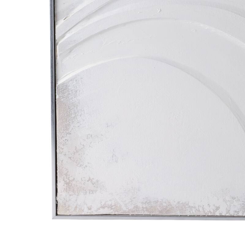 Canvas Art Wood Frame Abstract Textured Design (Set of 4) - 32" Ivory