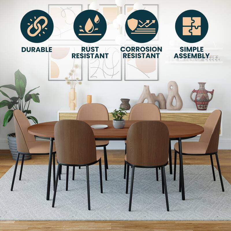 Dining Chair with Upholstered Seat Side Chair with MDF Wood Frame in Steel Set of 4