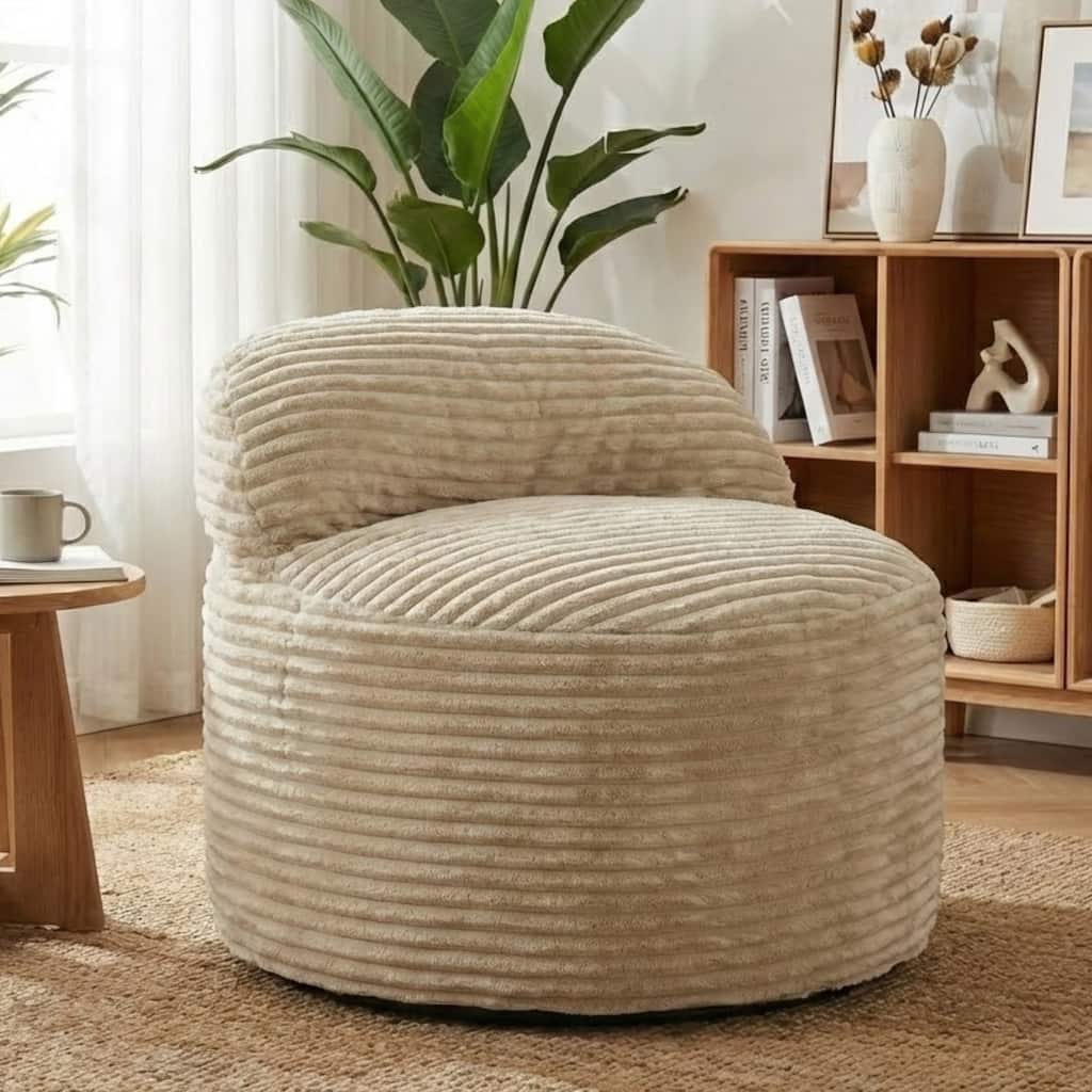 Sealy® Teddy Faux Fur Corduroy 2-in-1 Convertible Foam Bean Bag Chair