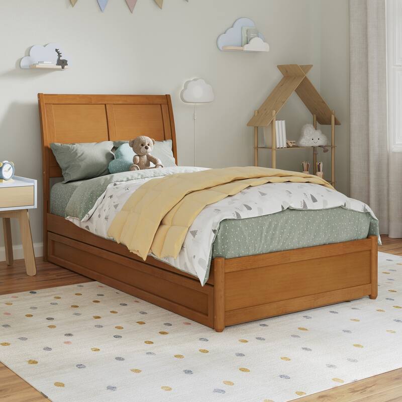 Andorra Platform Bed with Panel Footboard and Twin Trundle