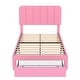 preview thumbnail 35 of 46, VECELO Kids Bed Frame, Plantform Beds with Storage Drawer, Height Adjustable Upholstered Bed, Twin Size Bed Set of 2