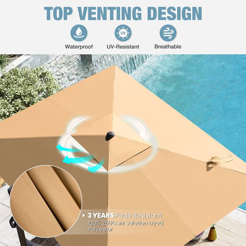 VredHom Patio Outdoor 9 x 11 FT Cantilever-Offset Umbrella with Premium Weight Base