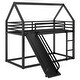 preview thumbnail 20 of 20, Twin over Twin Metal House Bunk Kids Bed with Built-in Convertible Ladder,Guardrailand Slide