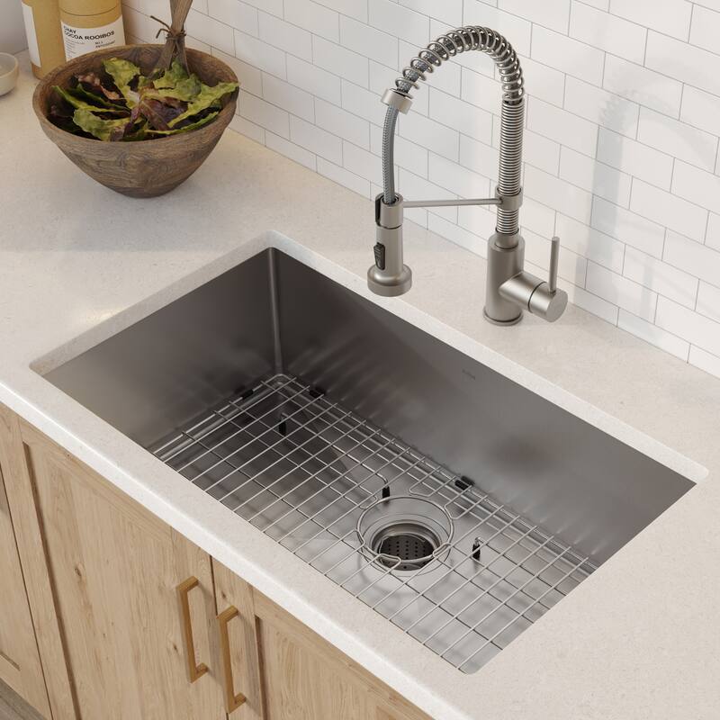 Kraus 3-in-1 Set Undermount Kitchen Sink, Pulldown Faucet, Dispenser