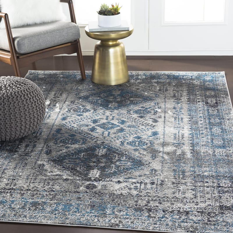 Livabliss Monte Carlo Updated Traditional Medallion Area Rug - Light Grey - 4'3" x 5'7"