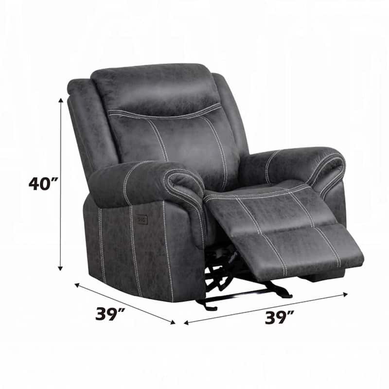 Hesy Power Motion Recliner Chair, USB Ports, Soft Dark Gray Microfiber