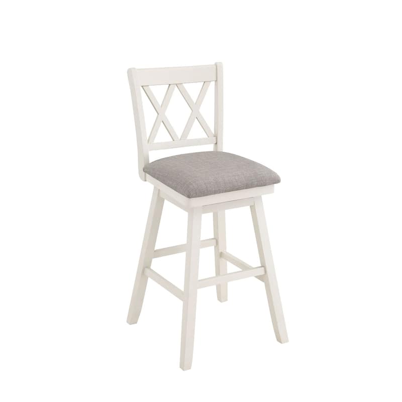 42.5" White High Double Cross Bar Stool with Swivel Seat