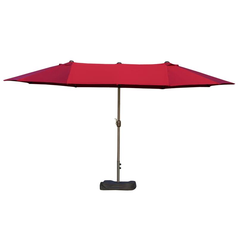 Outsunny Patio Umbrella 15' Steel Rectangular Outdoor Double Sided Market with base, UV Sun Protection & Easy Crank