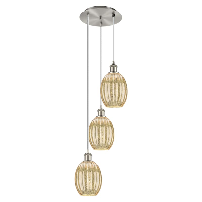 Innovations Lighting Endless Possibilities Ballston - Preston - 3 Light 13" Bulb Shade Cord Hung Multi Pendant - Mercury/Brushed Satin Nickel