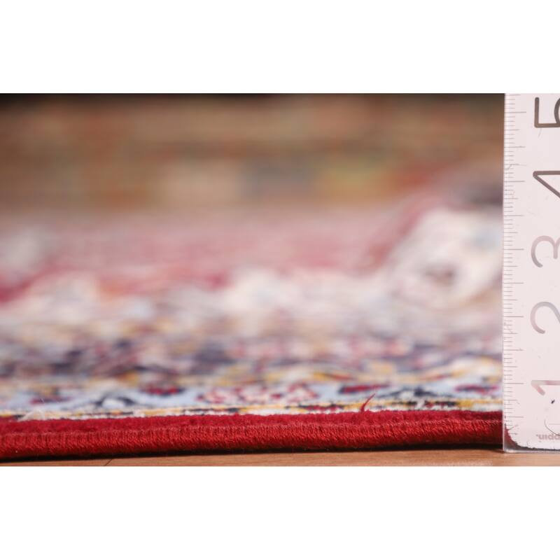 Traditional Red Kashan Turkish Area Rug Machine-Made Medallion Carpet - 9'9" x 12'10"