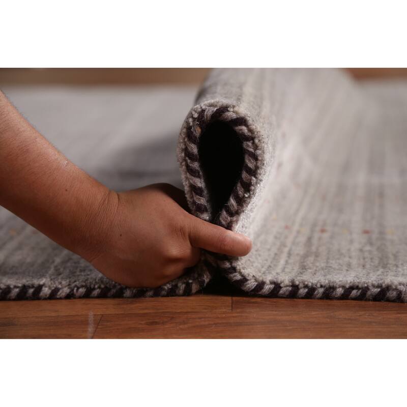 Hand Knotted Oriental 100% Wool Carpet Tribal Animal Pictorial Greys & Charcoal Gabbeh Area Rug - 9' 9'' X 8' 2''
