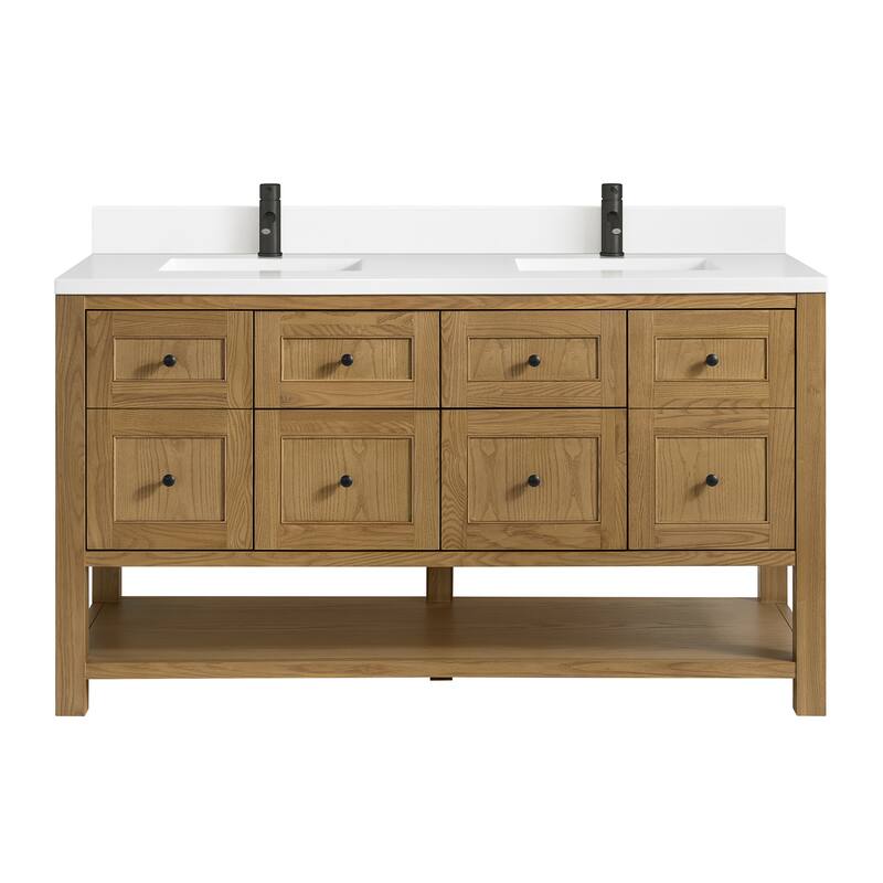 Breckenridge 60" Double Vanity, Light Natural Oak - 60D