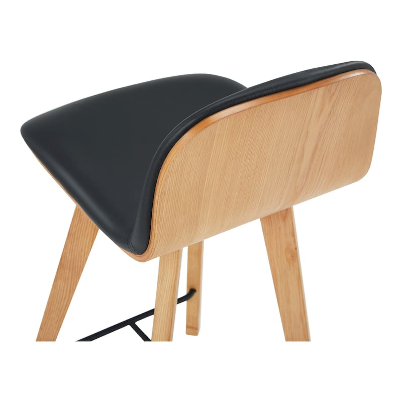 Aurelle Home Natina Modern Wood and Leather Counter Stool