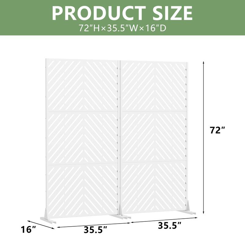 Outdoor Privacy Screen with Stand for Patio Garden Metal Fence Set of 2