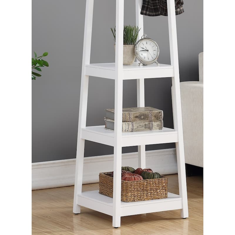 Wooden Coat Rack w/ 3-Tier Storage Shelves