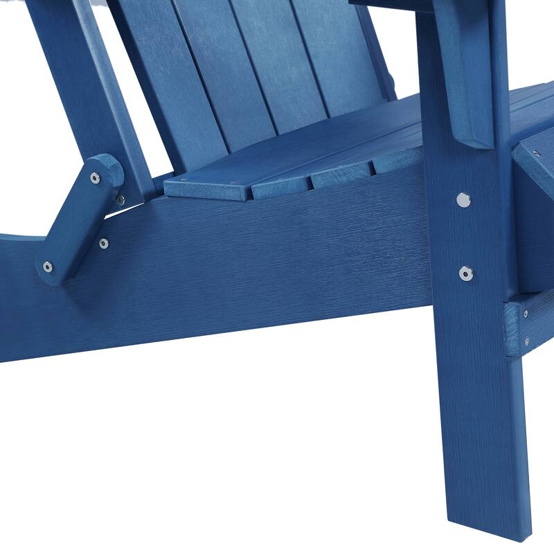 Hurley Folding Poly Plastic Adirondack Chair with Pull-out Ottoman