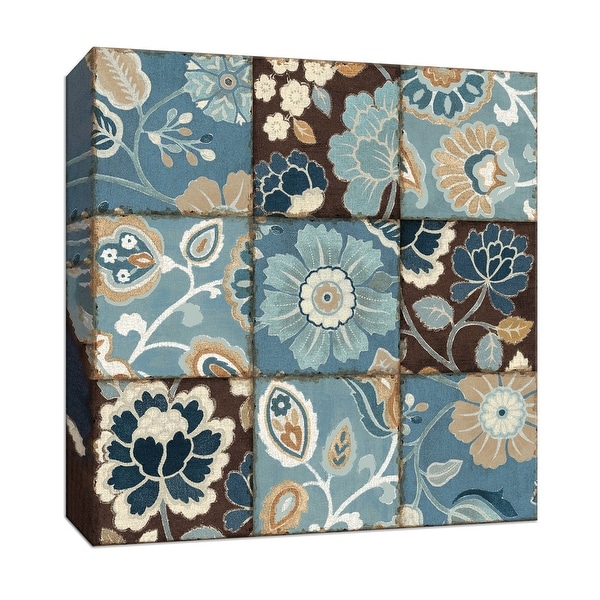 PTM Images 9-153232 PTM Canvas Collection 12" x 12" - "Blue Patchwork Motif" Giclee Flowers Art Print on Canvas